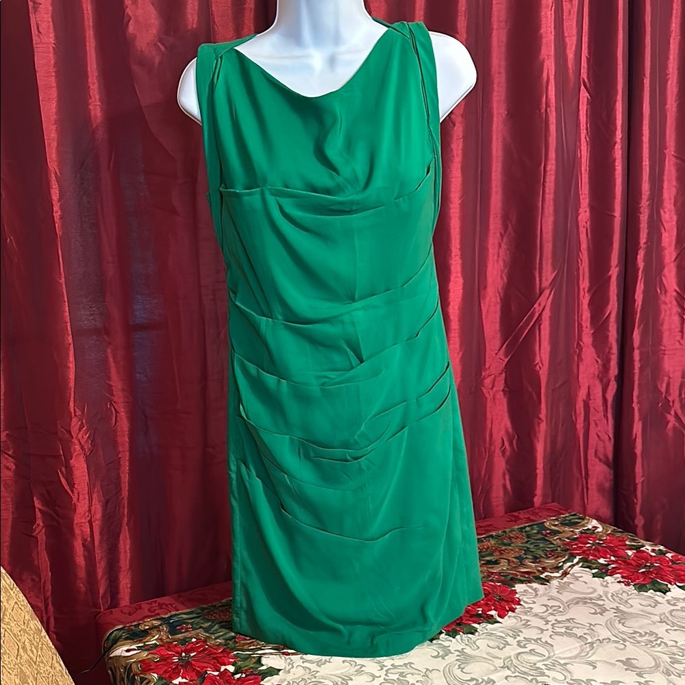 Express Green Ruched Cowl Neck Mini Dress